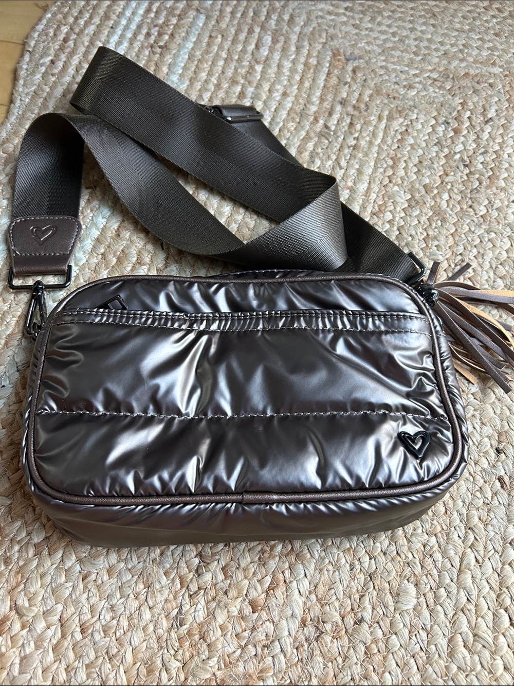 Men's Quilted Brown Crossbody Belt Bag